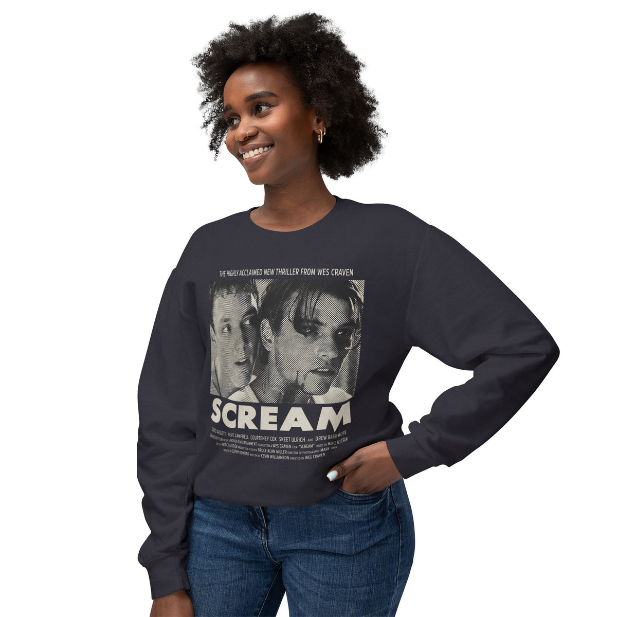 90's Horror Movie Poster Lightweight Relaxed-Fit Sweatshirt (Unisex)