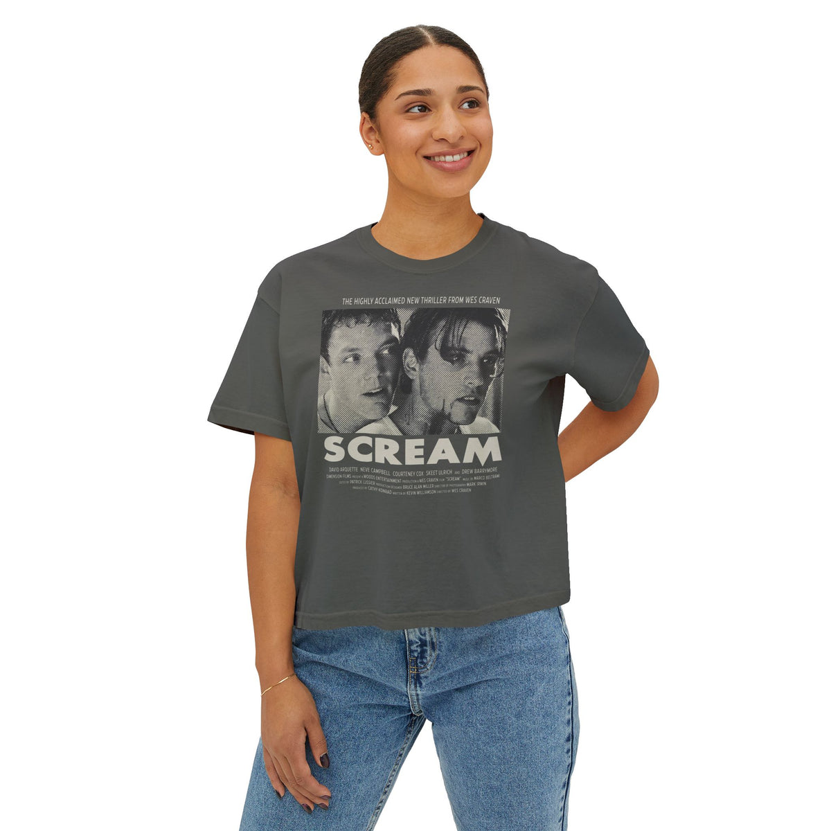 90's Horror Movie Poster Women's Boxy T-Shirt