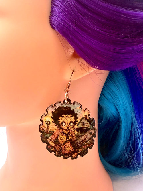 Chainsaw Slasher Inspired Acrylic Earrings