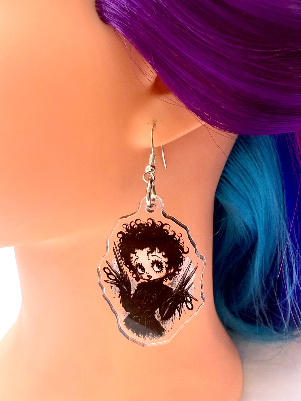 Pin-Up Scissor Hands Inspired Acrylic Earrings