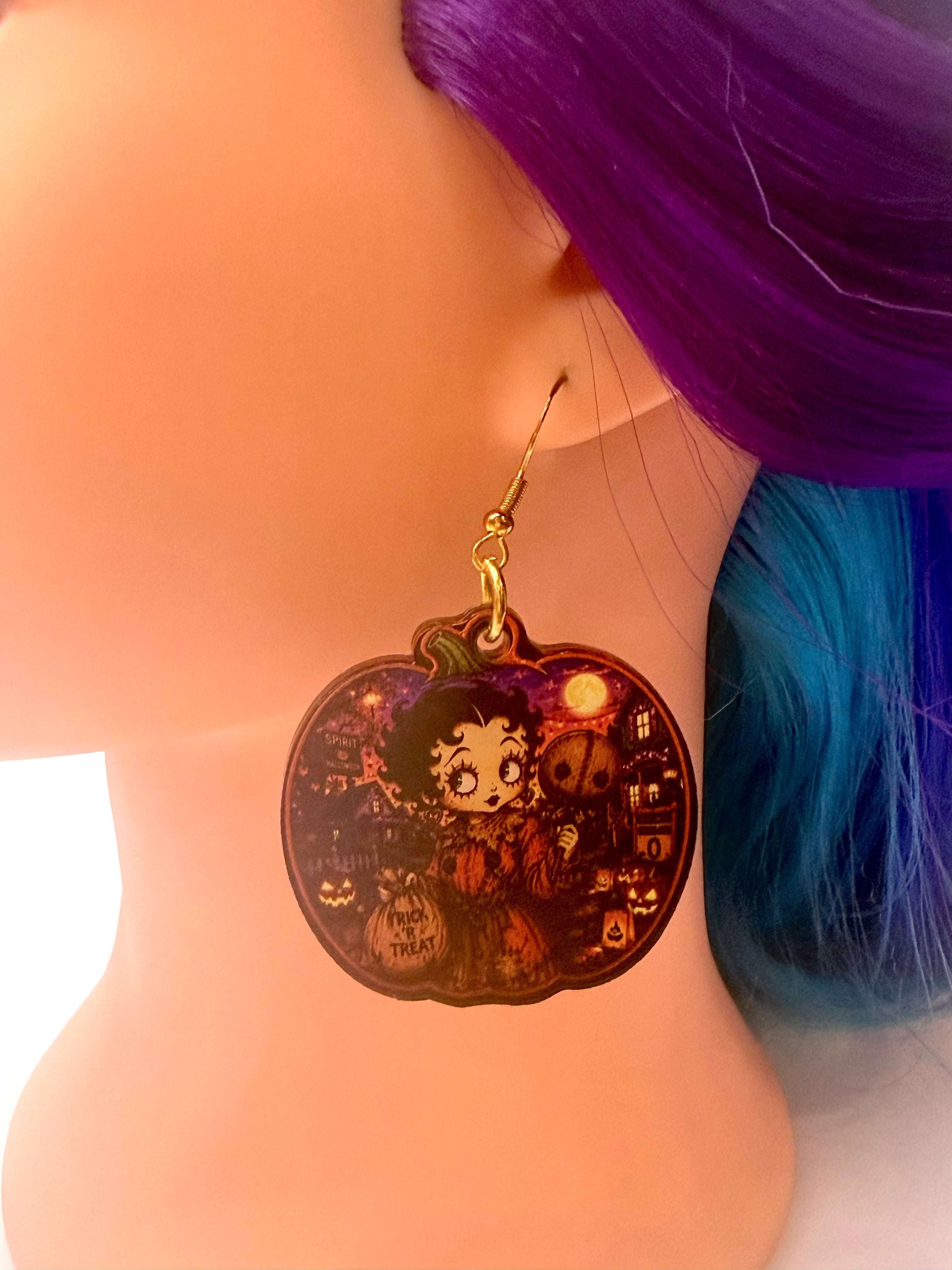 Pumpkin Halloween Trickster Slasher Inspired Acrylic Earrings