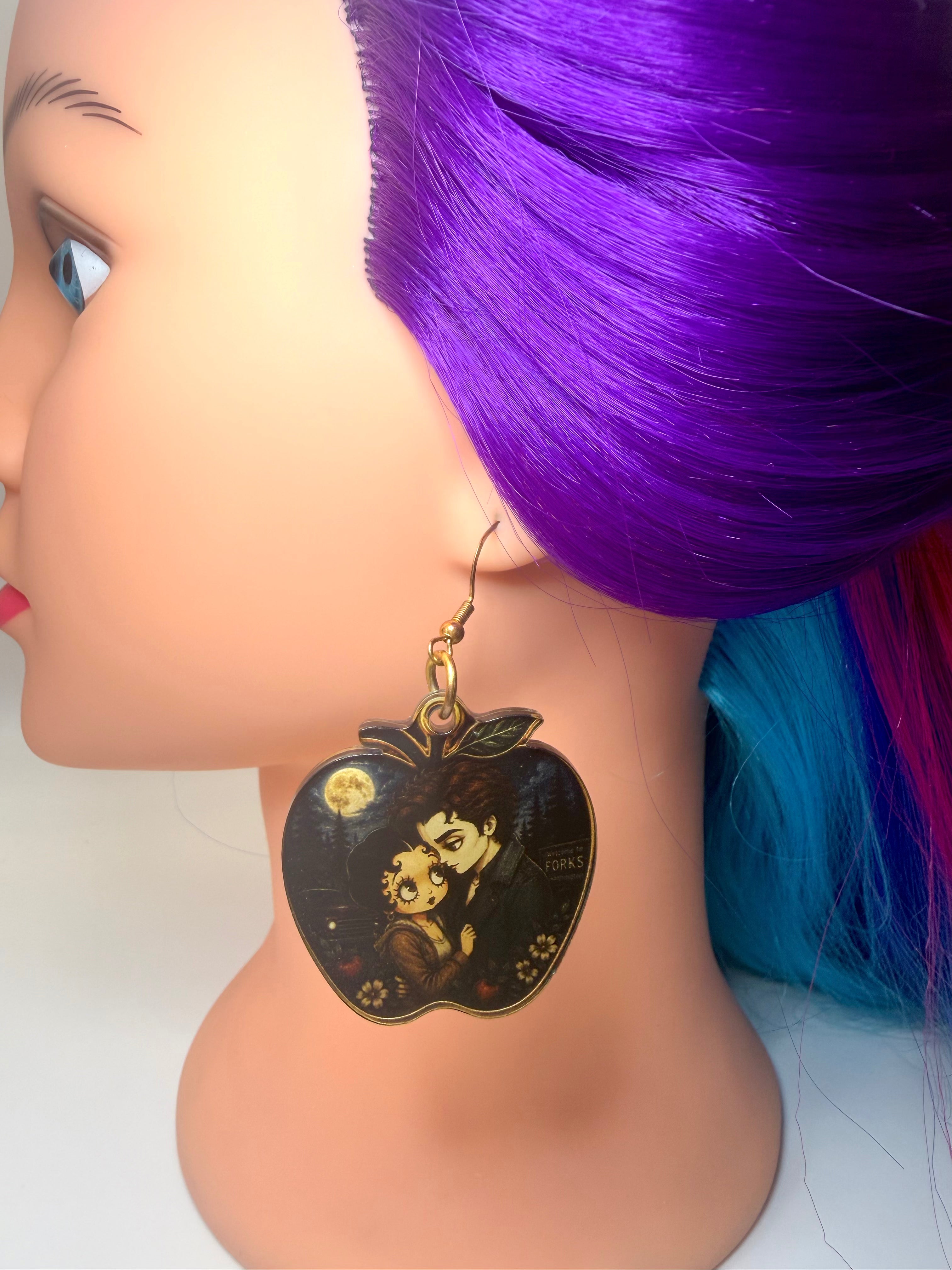 Pin-Up Vampire Romance Apple Acrylic Earrings