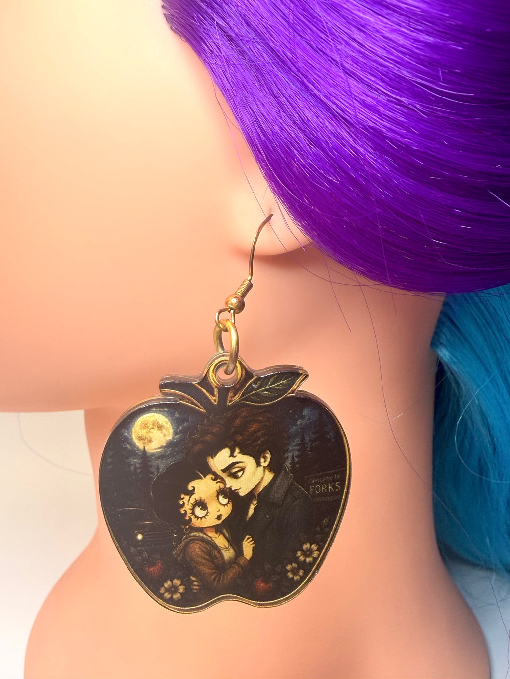 Pin-Up Vampire Romance Apple Acrylic Earrings