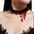 Vampire Bite Blood Drip Faux Pearl Choker
