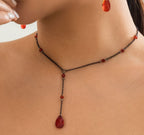 Vampire Kiss Blood Drop Necklace - Red or Black