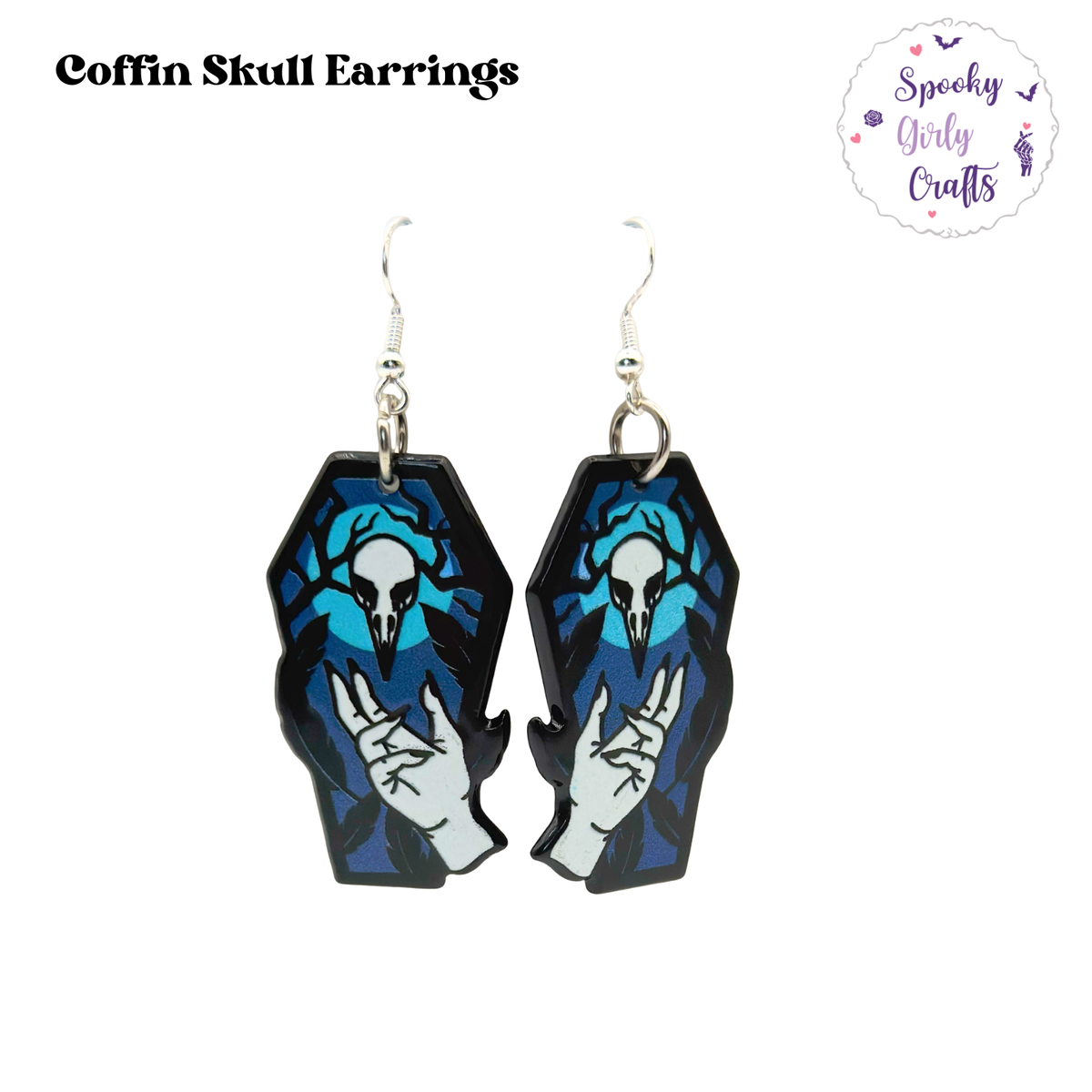 Coffin Skull Acrylic Earrings