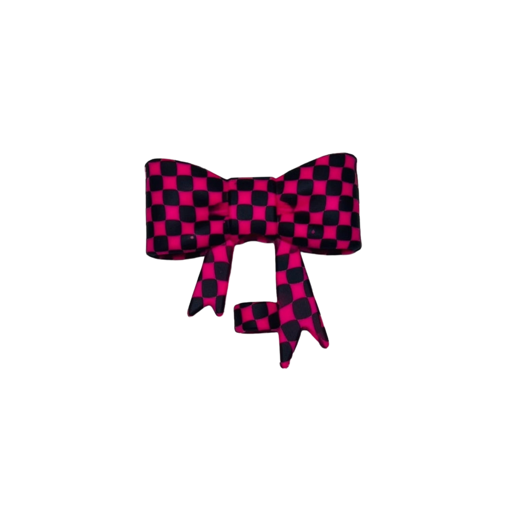 Straw Topper - Checker Print Bow (Add-On Only)