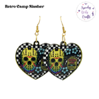 Retro Camp Slasher Heart Acrylic Earrings