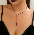 Vampire Kiss Blood Drop Necklace - Red or Black