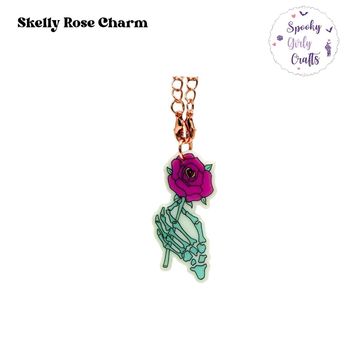 Skelly Rose Acrylic Charm