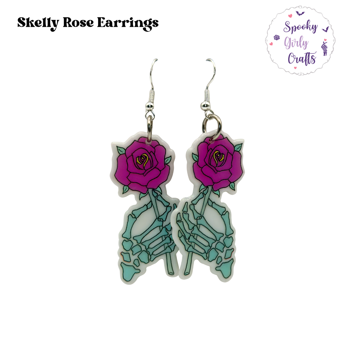 Skelly Rose Acrylic Earrings