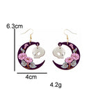 Crescent Moon Skull Drop Earrings