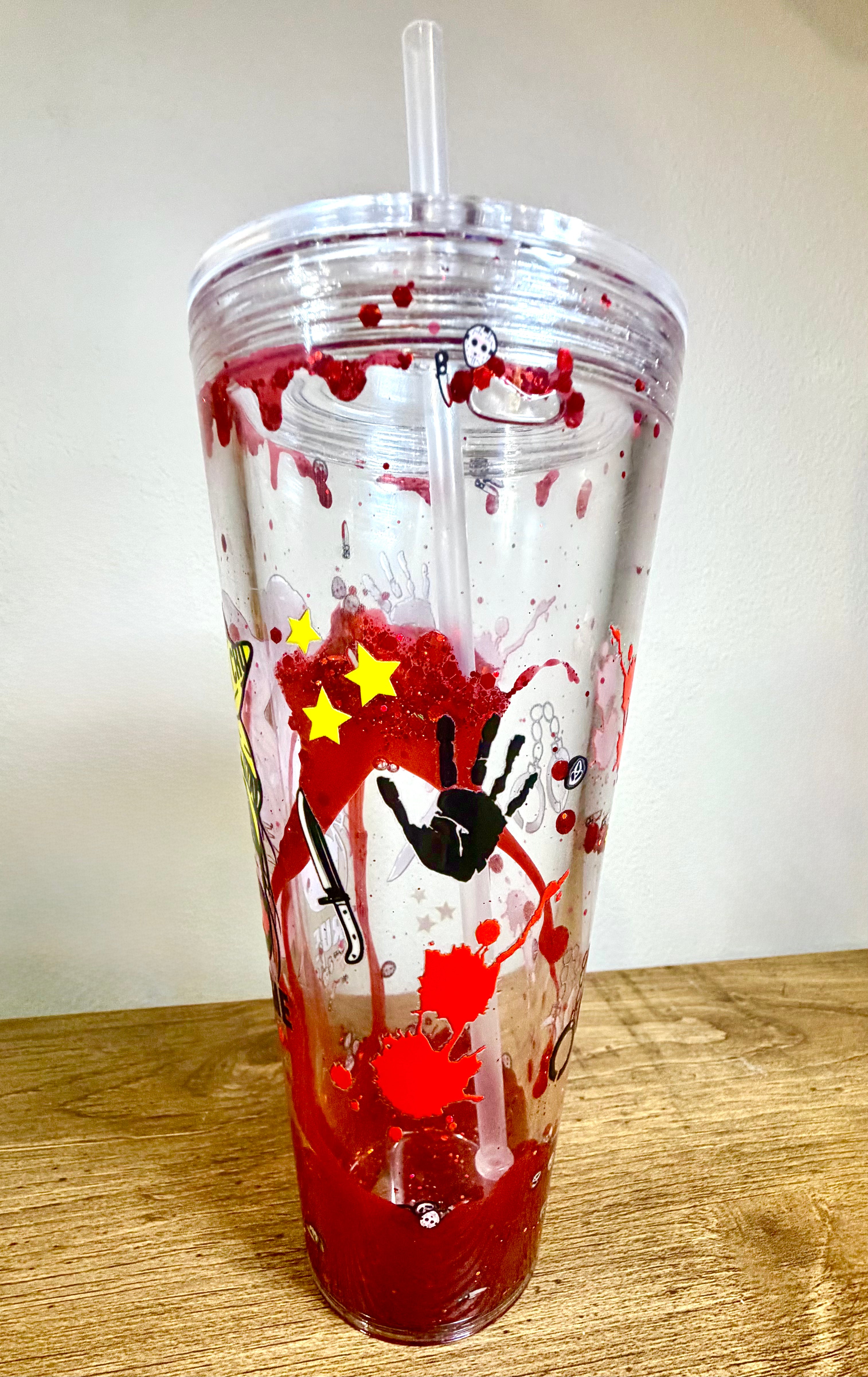 Vaso volcán de 24 oz con diseño de goteo de sangre de True Crime